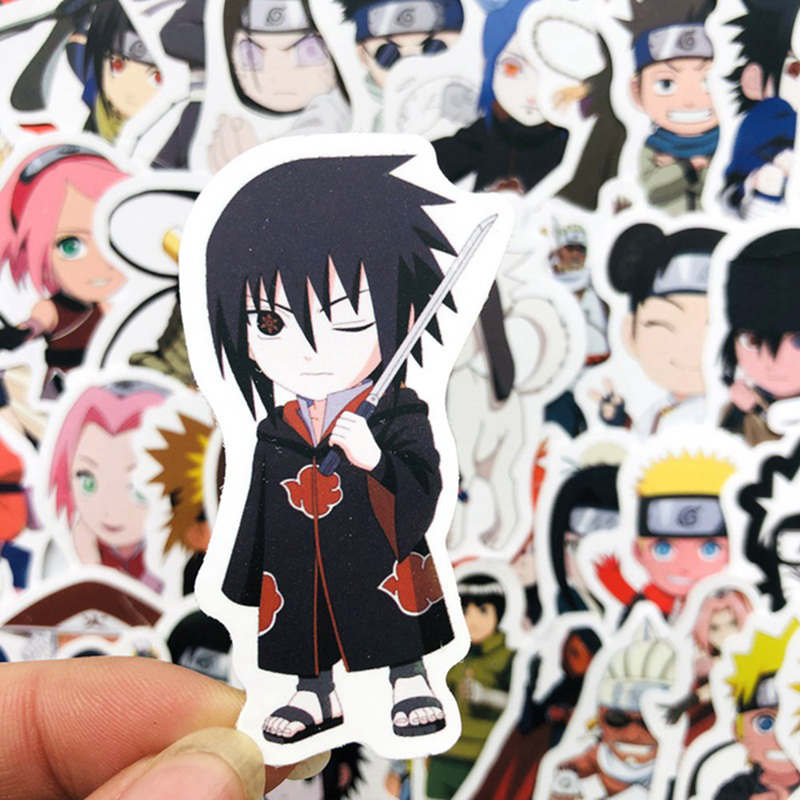 flowersqueen Set 50 sticker hình nhân vật hoạt hình Naruto dễ thương trang trí điện thoại máy tính xách tay vali