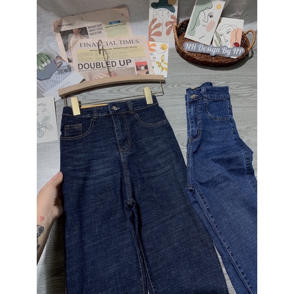 Quần jeans suông ống đứng mẫu trơn basic