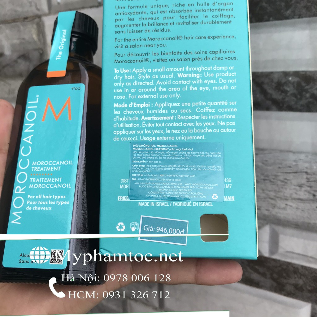 $$cam_kết_chính_hãng$$ Tinh dầu dưỡng phục hồi tóc hư tổn khô xơ Moroccanoil Treatment 100ml