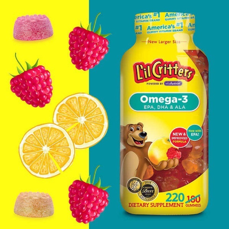 [CHÍNH HÃNG] Kẹo dẻo L'iCritters Omega 3 - Hộp 220 viên