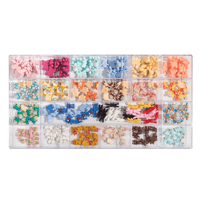 Hộp Phụ Kiện Lá Nhôm Hình Gấu 3d Trang Trí Móng Tay Nghệ Thuật