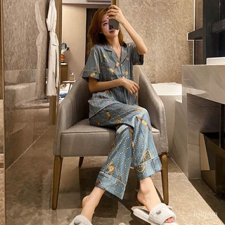 Bộ Đồ Ngủ Lụa Bóng Thời Trang Cho Nữ