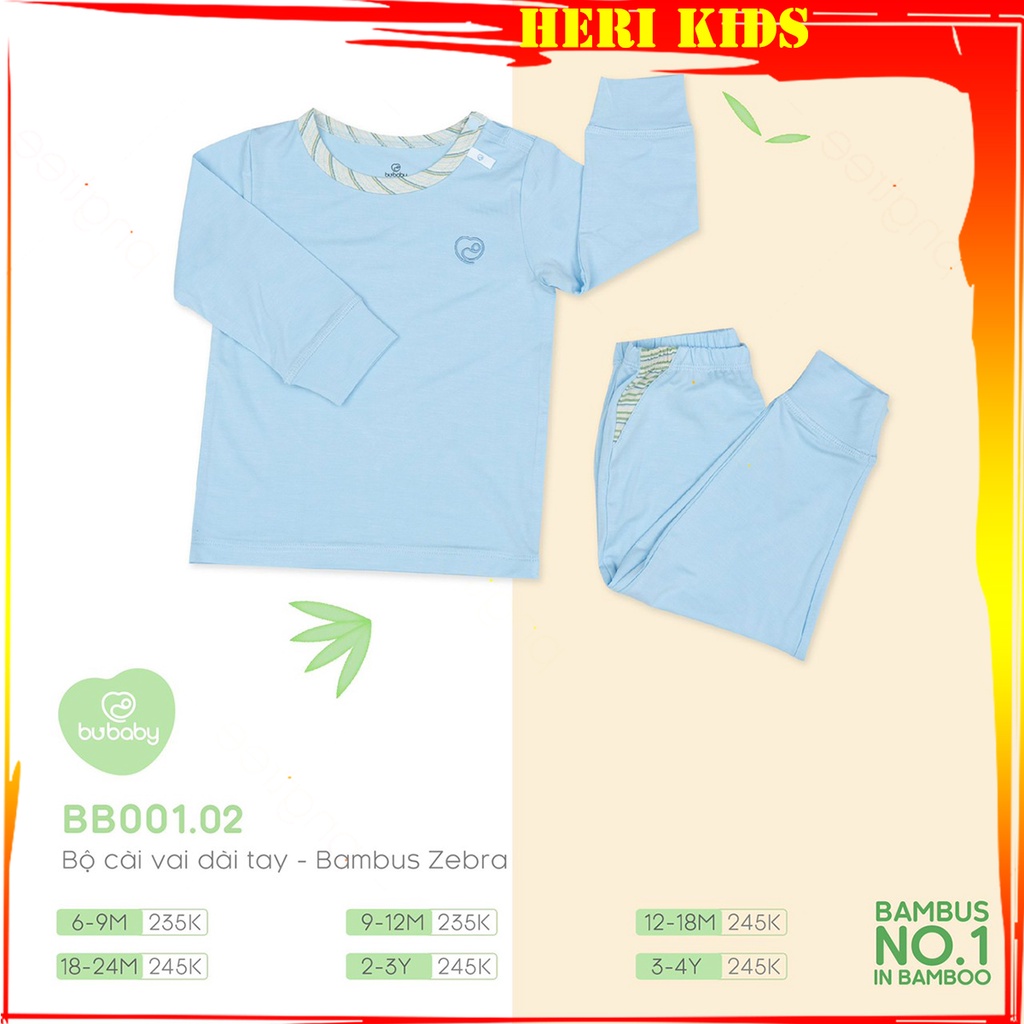 Bộ dài tay cài vai Bu, Bubaby Bambus Zebra 6m - 4Y