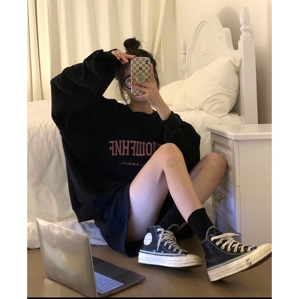 Set Short Nỉ Ohto PEONYB Nữ  🌸 Bộ đồ thu đông quần shorts áo sweater form rộng dài tay cá tính Ulzzang 🌸