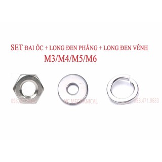 Set đai ốc + long đền m1.6/m2/m3/m4/m5/m6 inox 304