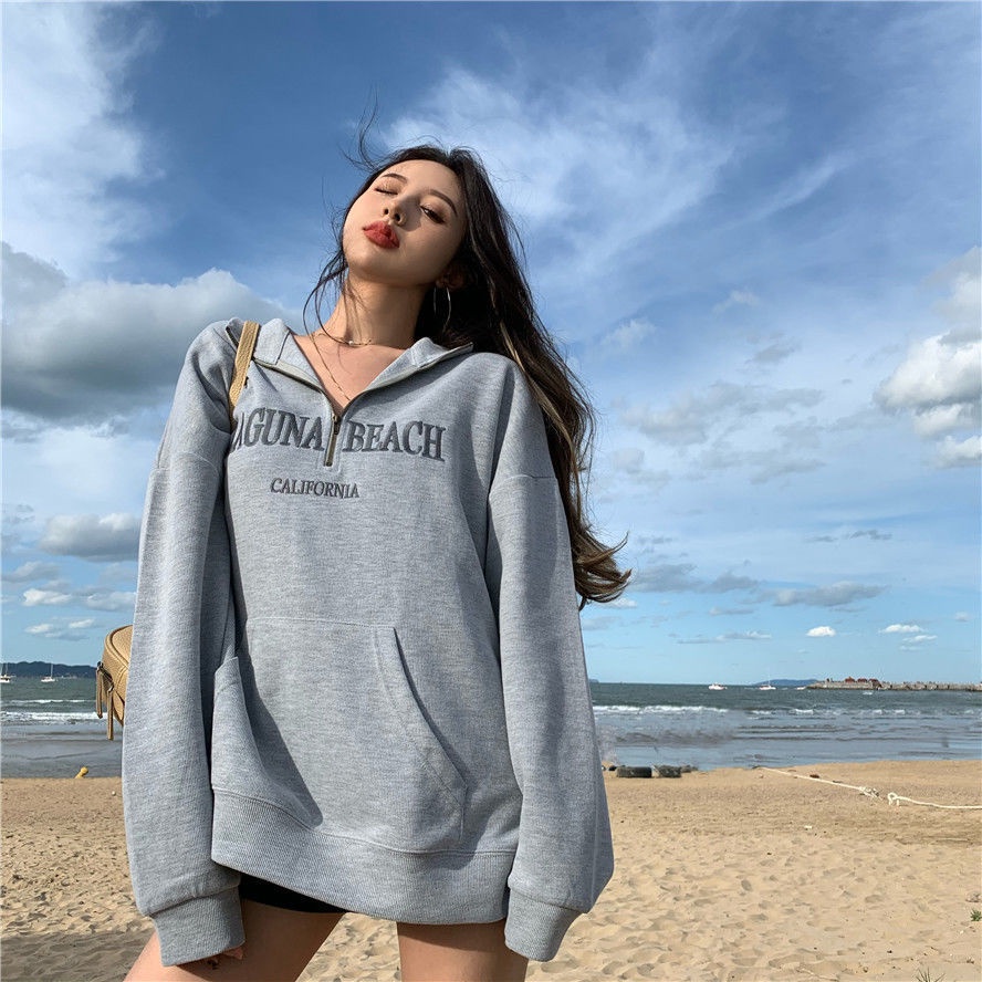 COZOK Áo Sweater Tay Dài Form Rộng Kiểu Dáng Retro Hợp Thời Trang