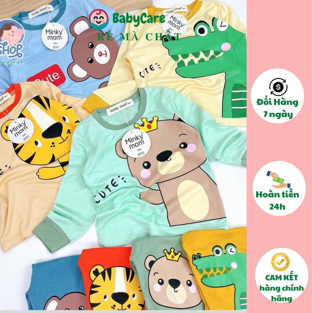 MUA 5B TẶNG 1B - Bộ Dài Tay THUN LẠNH MINKY MOM Họa Tiết Gấu Bu Cho Bé trai bé gái từ 5-18kg