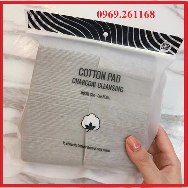 [Giá tốt] Bông tẩy trang Miniso than hoạt tính Cotton Pad Charcoal Cleansing - 220 miếng - Chính hãng