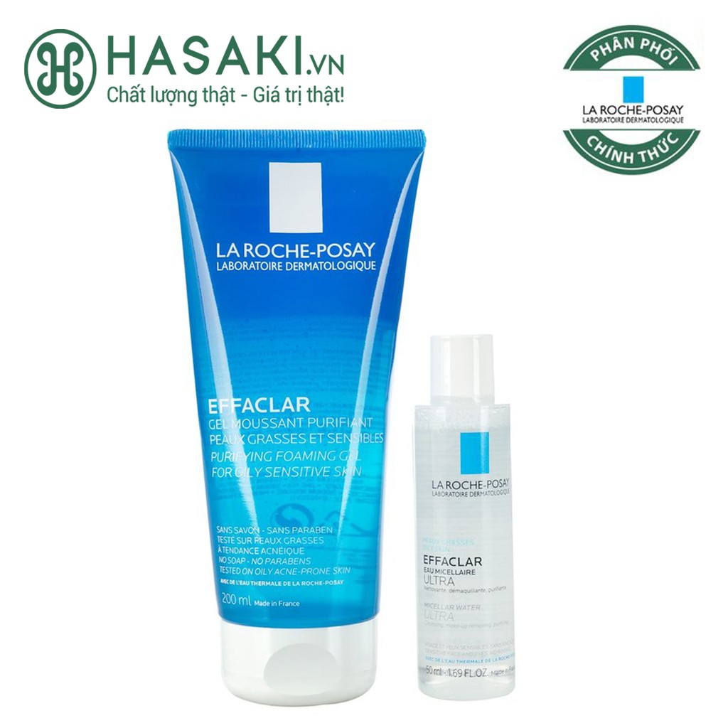 Combo La Roche-Posay Gel Rửa Mặt Cho Da Dầu 200ml + Nước Tẩy Trang Da Dầu 50ml