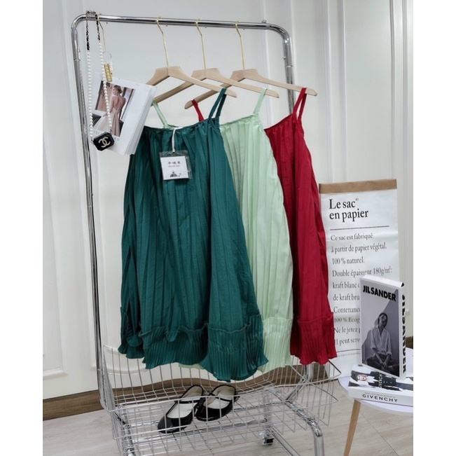 Đầm Yếm Tằm Dập Ly Phối Vạt Bèo Hàng Đẹp Nhức Nách