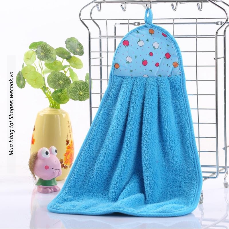 Khăn lau tay nhà bếp WeCook có móc treo chất liệu sợi nhung bông mềm mại siêu thấm nhanh khô