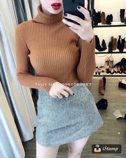 Áo len tăm QC trơn cổ lọ