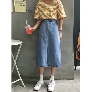 Chân váy jeans xẻ tà