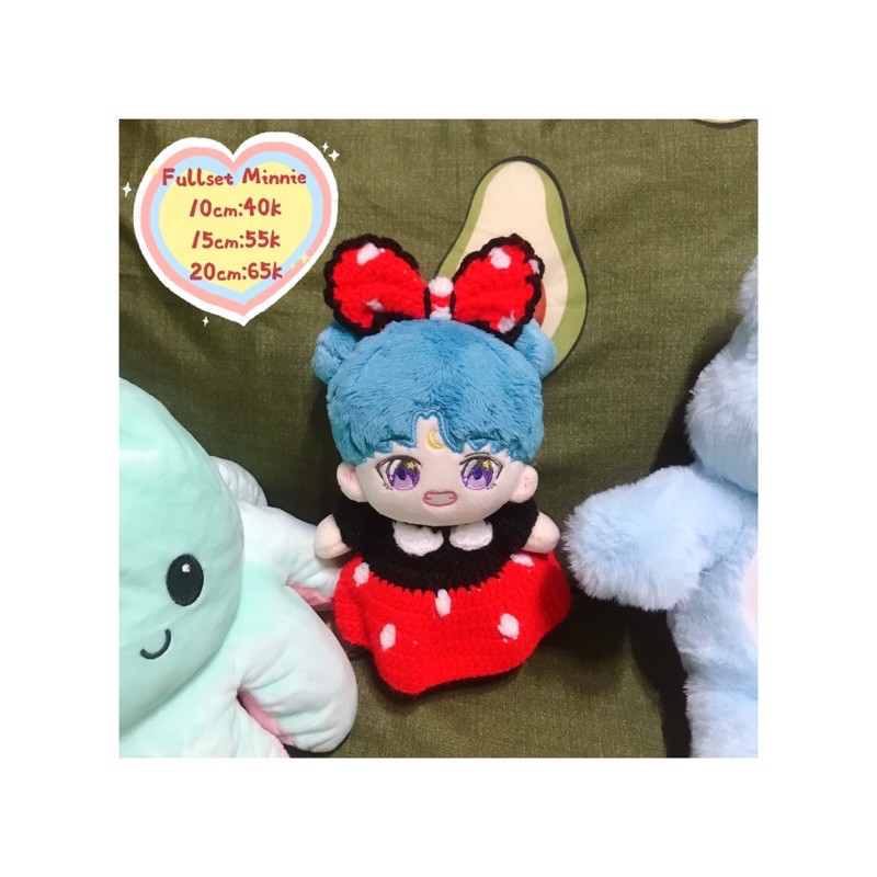 SET ĐẦM MINNIE KÈM NƠ CHO DOLL