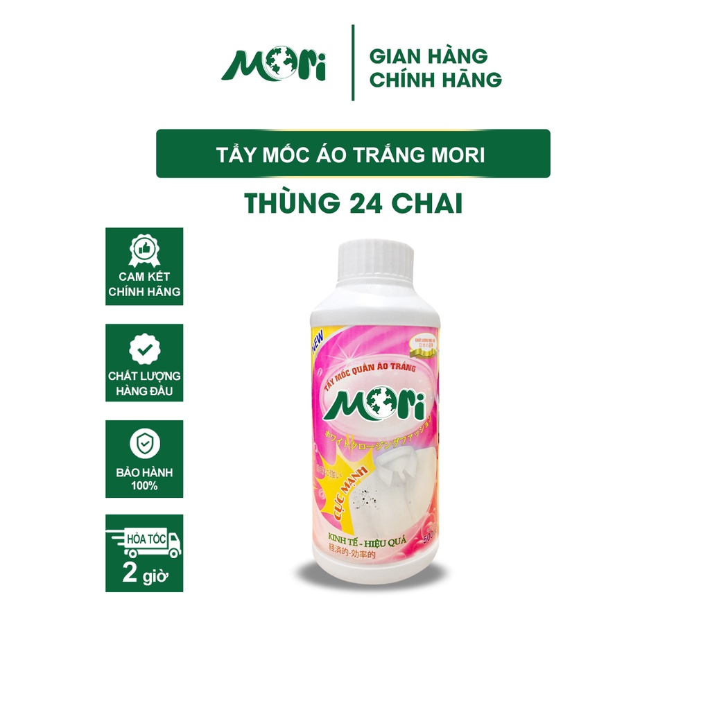 Tẩy mốc trắng Mori - Mang lại vẻ trắng sáng, không làm loang lổ, ngả màu_THÙNG 24 CHAI_CHÍNH HÃNG 100%