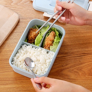 [Rẻ vô địch] HộP Cơm Lúa MạCh 3 Ngăn Kèm Đũa Thìa Inox