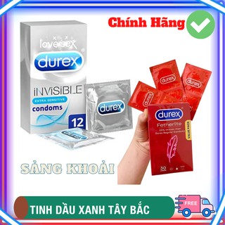 Bao cao su durex invisible+durex fetherlite siêu mỏng, bcs kéo dài thời gian quan hệ, chống xuất tinh sớm