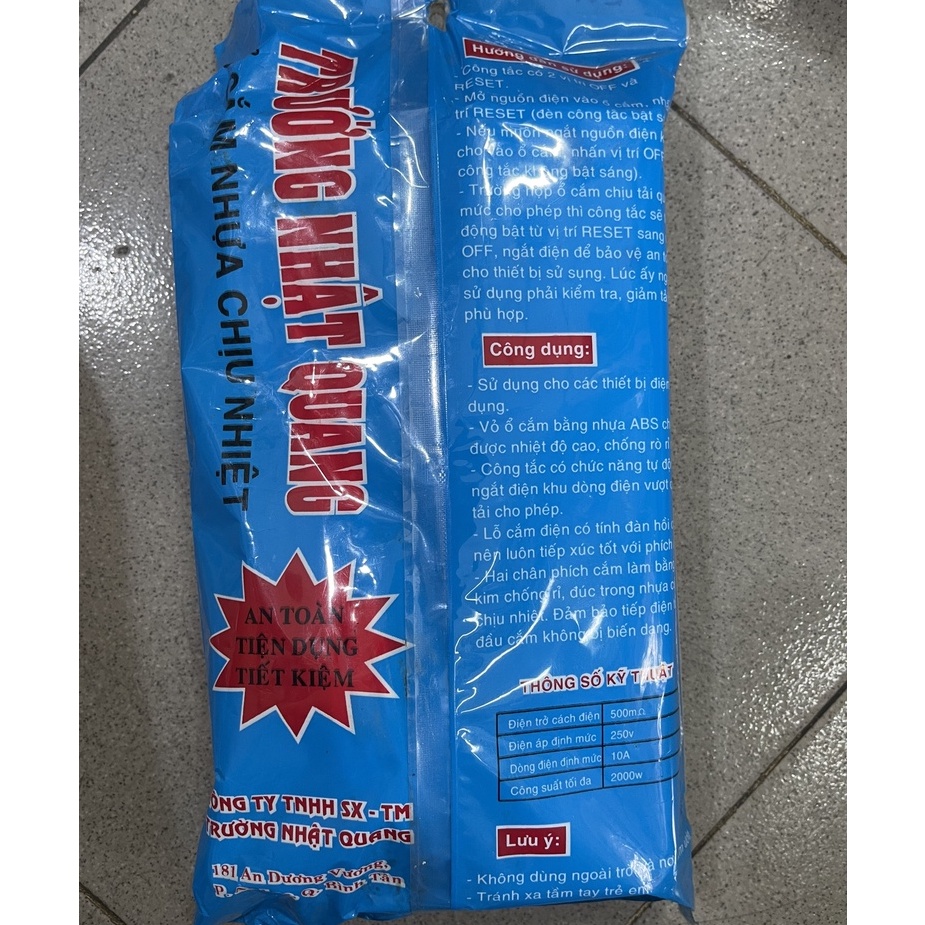 Ổ cắm điện Trường Nhật Quang dài 4 lỗ chịu nhiệt chống cháy chịu tải 2000W dài 3M / 5M