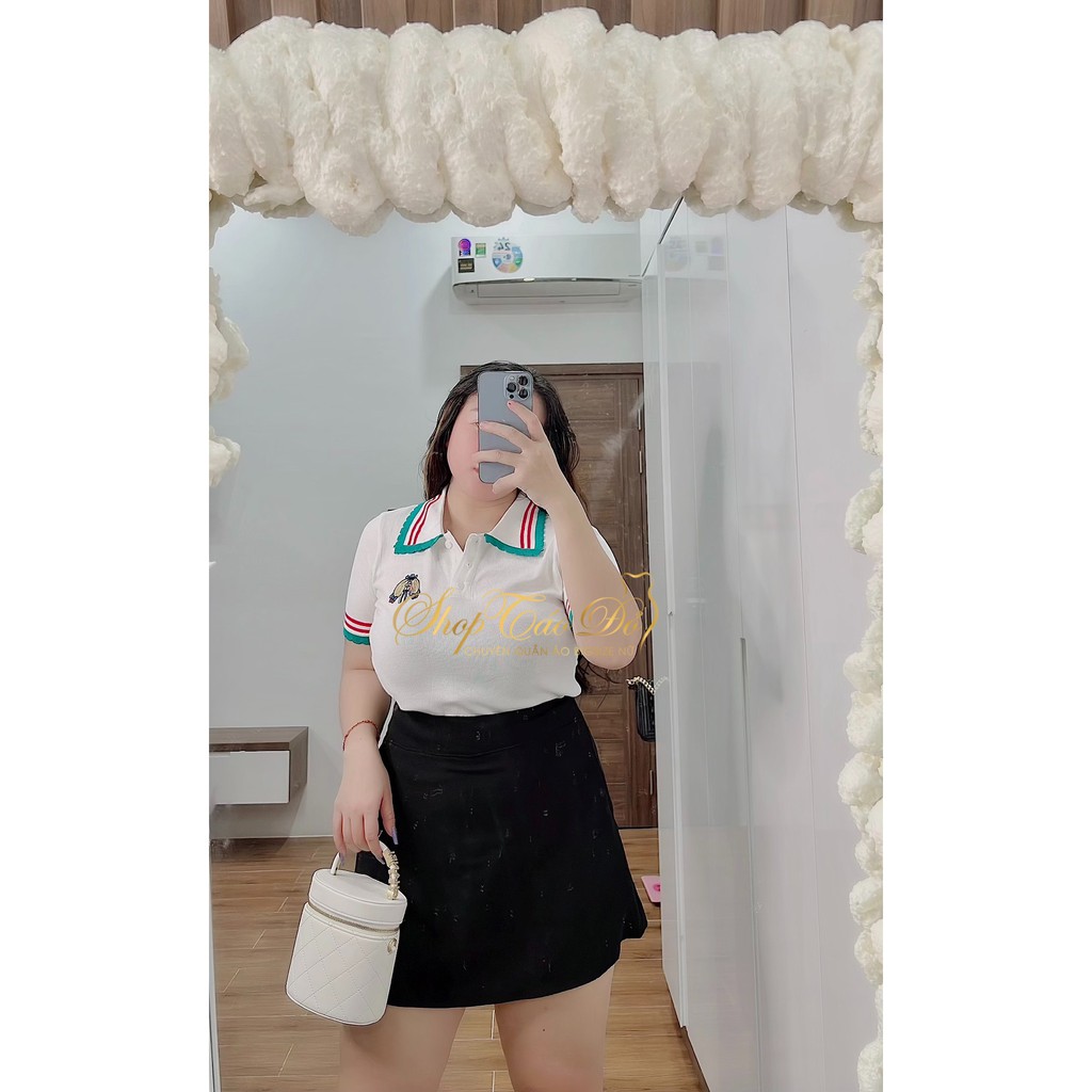 (TÁO ĐỎ BIGSIZE 55-90KG) ÁO POLO THUN LEN GÂN CON ONG CỔ V SIÊU XINH ( ảnh thật shop chụp 100%)