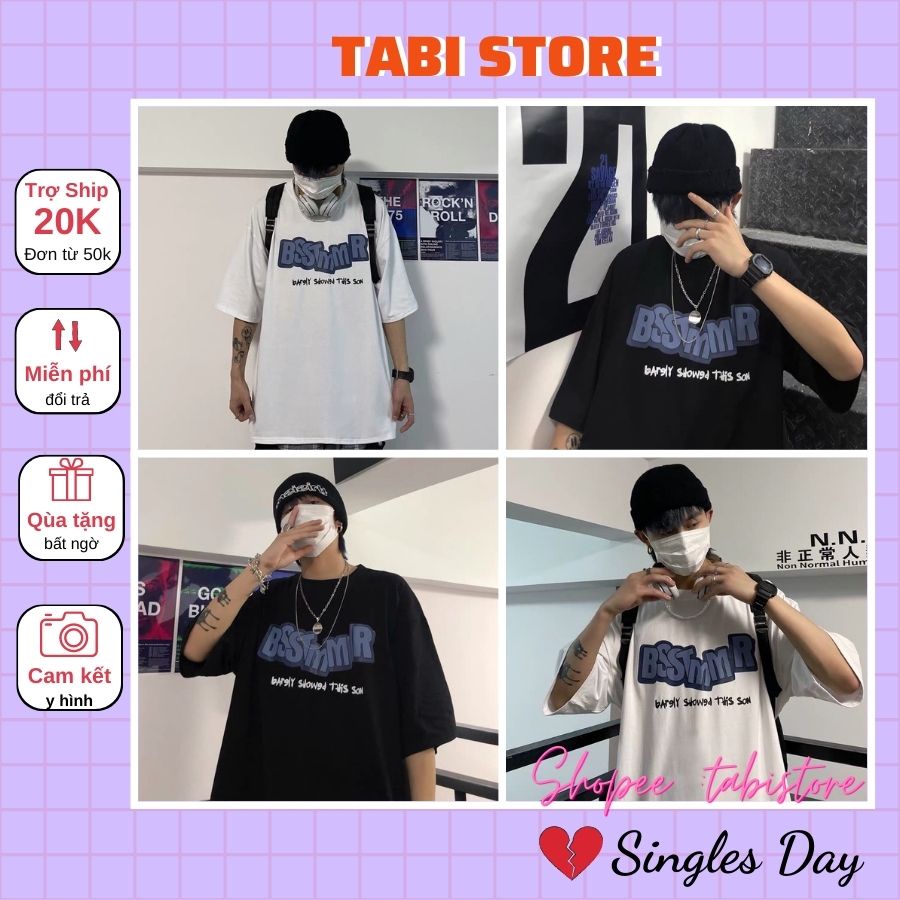 Áo thun tay lỡ dáng rộng unisex dưới 75kg tabistore - Bsstmmr