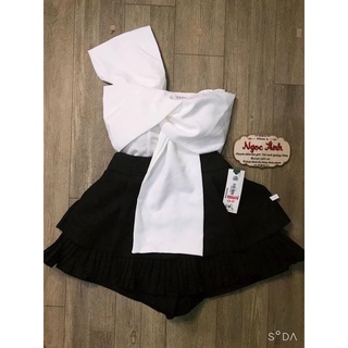 áo lệch vai nơ nhún lưng