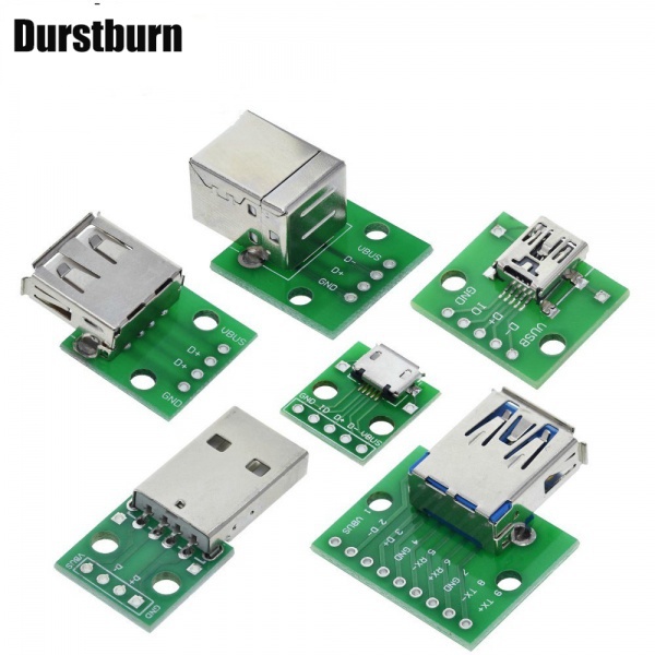 Bộ 5 Bảng Mạch Kết Nối USB 2.0 3.0 Đầu Đực Cái Sang Dip Cái B-type Vuông Mike 5p