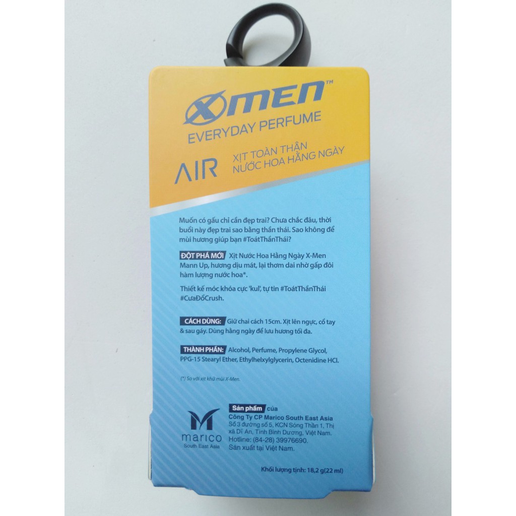 Xịt nước hoa hằng ngày X-Men Everyday Perfume Mann Up Amber 22ml (Hàng tặng của Xmen) | BigBuy360 - bigbuy360.vn