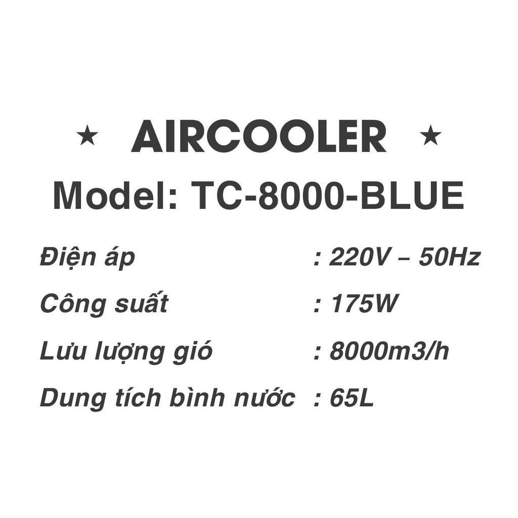 [XẢ KHO SIÊU RẺ] Quạt điều hòa hơi nước TC-8000 Siêu mát siêu tiết kiệm điện