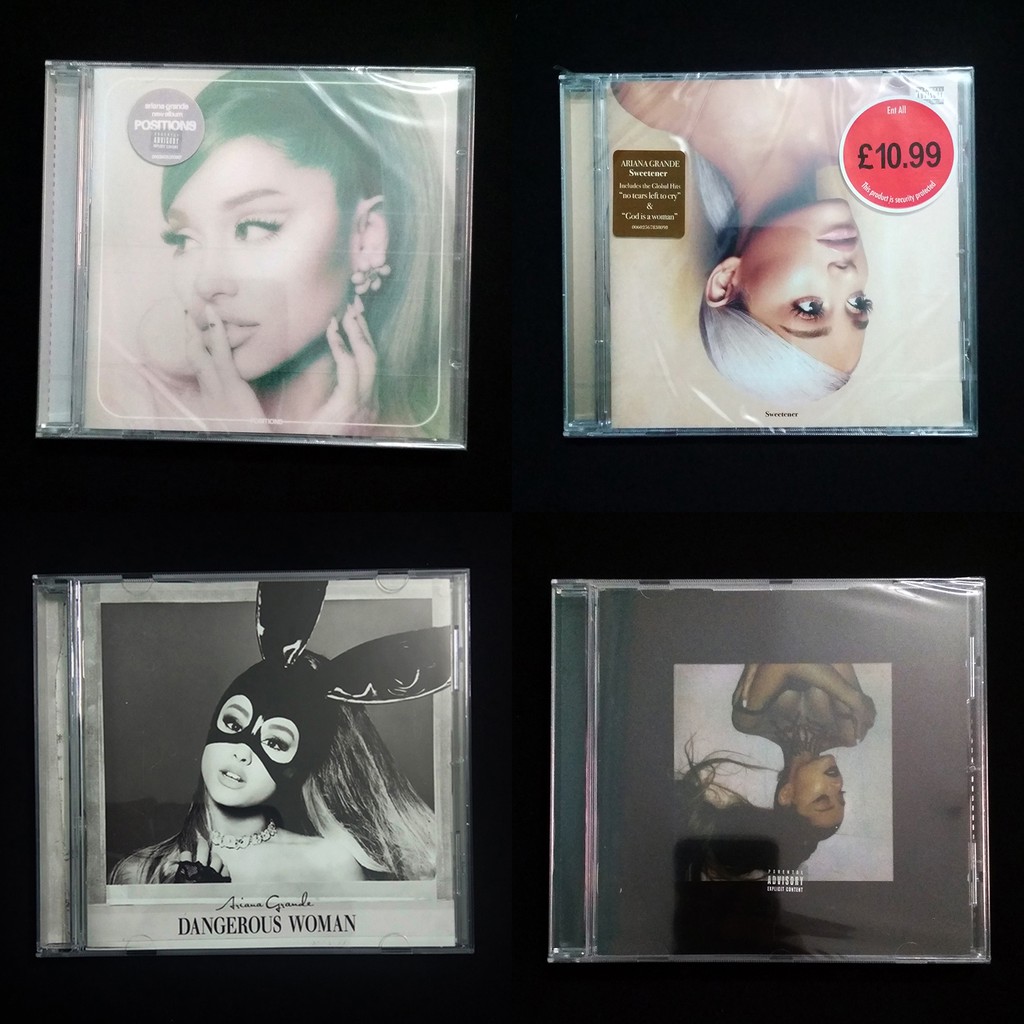 Bộ sưu tập albums của Ariana Grande: Your Truly - thank u, next - Positions - My Everything - DWoman - Sweetener