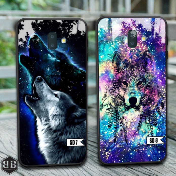 Ốp lưng kính cường lực Samsung Galaxy J6 Plus  sói đêm hoang dã