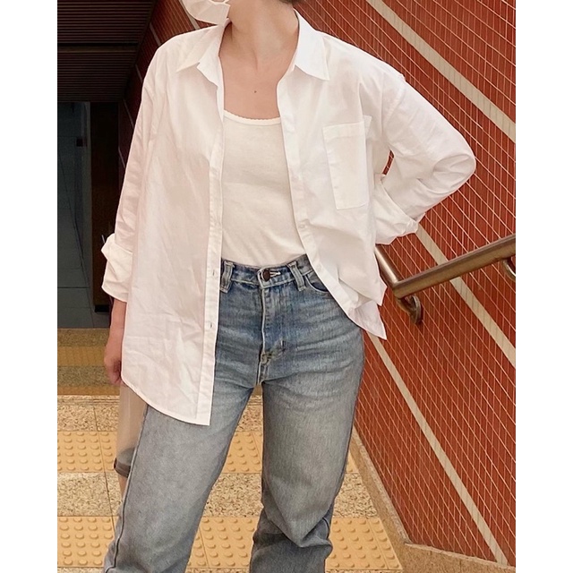 unleashed PREMIUM COTTON SHIRT - Áo sơ mi basic dáng rộng chất liệu cotton cao cấp, áo sơ mi trắng oversized