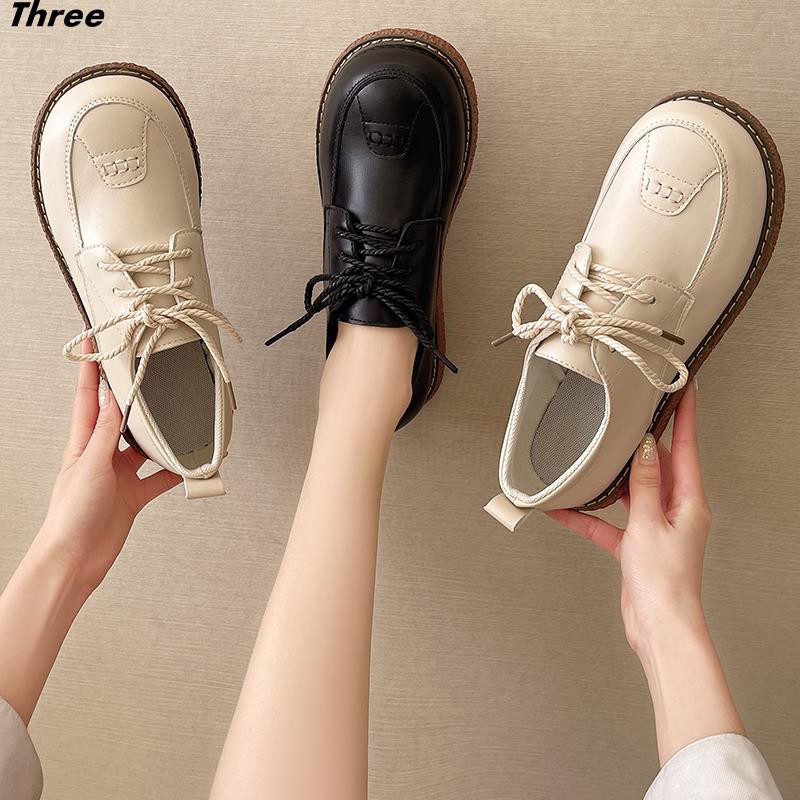 Women's shoes, single shoes black student small leather shoes female British style thick-soled lace-up Oxford Japanese uniform jk