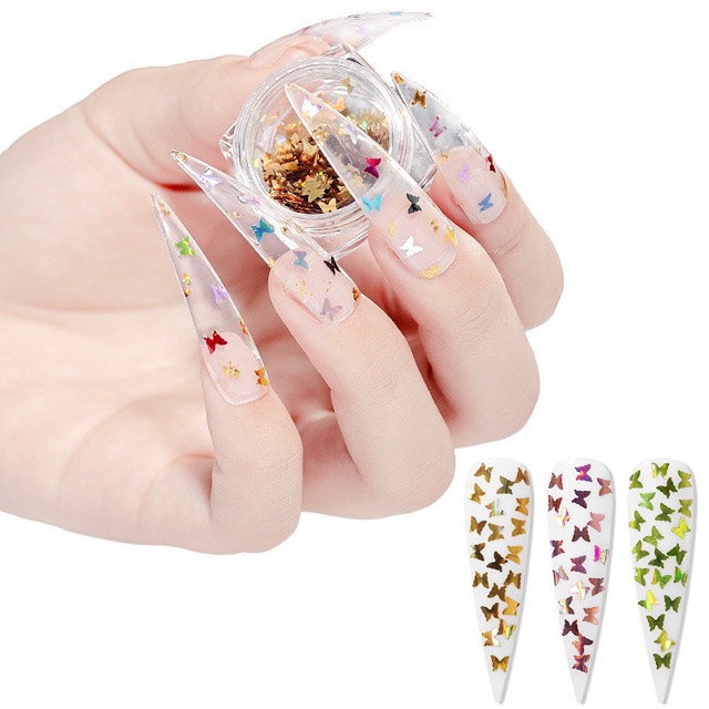 Phụ kiện nhũ hình bướm trang trí móng tay nail 12 màu