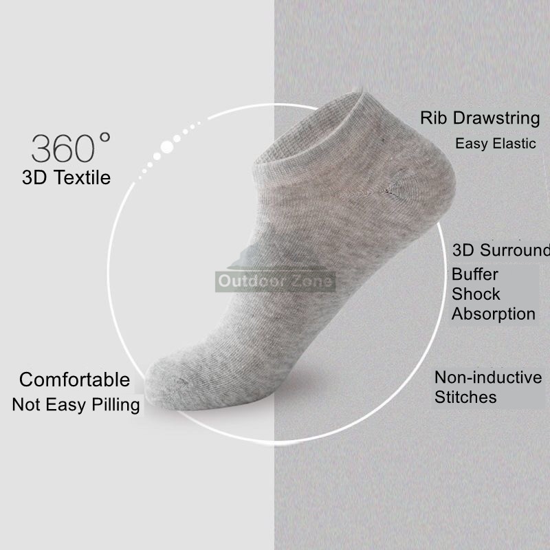 Set 3 Đôi Vớ Ngắn unisex Bằng cotton Trơn Cổ Thấp Tới Mắt Cá Chân