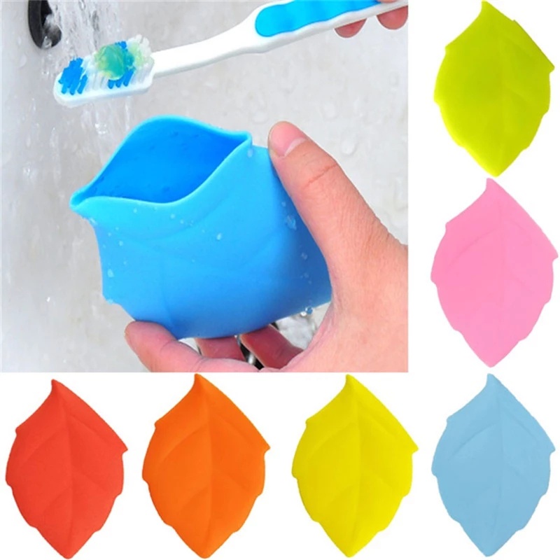 [Random Color] Cốc Đựng Bàn Chải Đánh Răng/ Cốc Súc Miệng Bằng Silicone Hình Chiếc Lá Dùng Khi Đi Du Lịch/Cắm Trại/Leo Núi Ngoài Trời