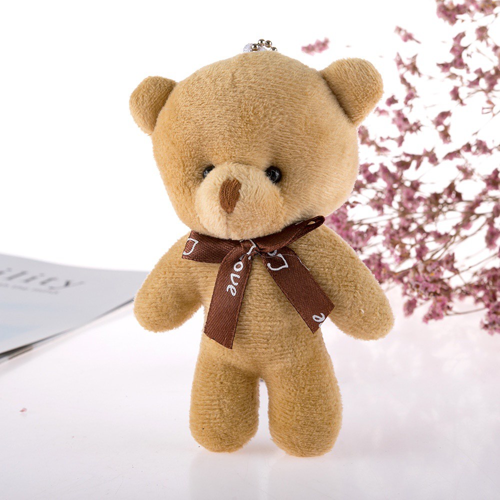 Gấu Bông Teddy 12cm Bằng Cotton PP Mềm Mại Dùng Làm Móc Khóa DIY