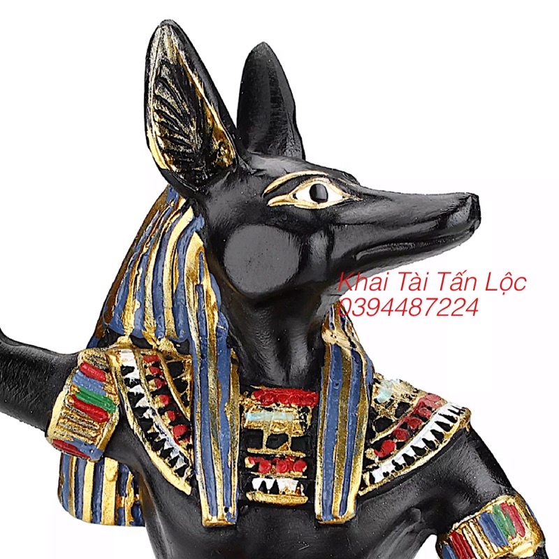 Tượng thần đầu chó ANUBIS Ai Cập cao 20cm có thể cắm nến