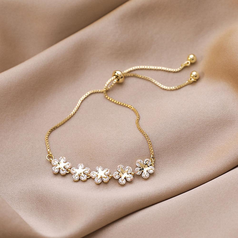 Lắc Tay Đính Hoa Và Ngôi Sao Thanh Lịch Có Thể Điều Chỉnh Cho Nữ
