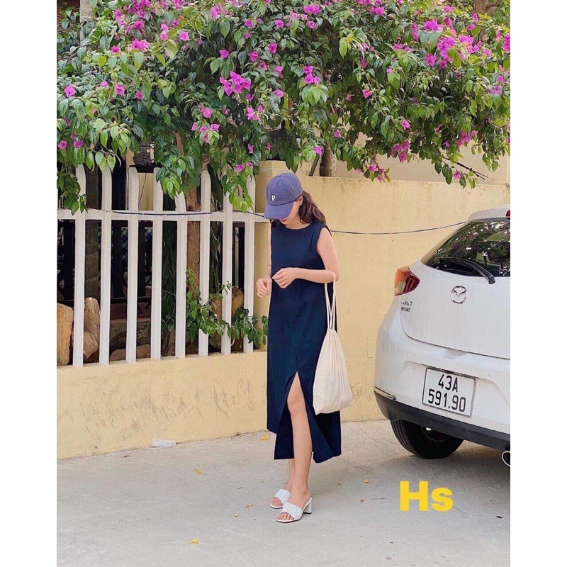 Đầm xuông cổ thuyền sát nách xẻ tà HS58