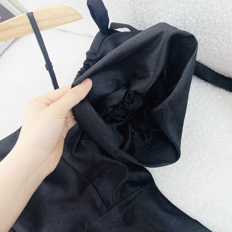 ĐẦM ĐEN RỚT VAI TAY BỒNG ĐÍNH NƠ