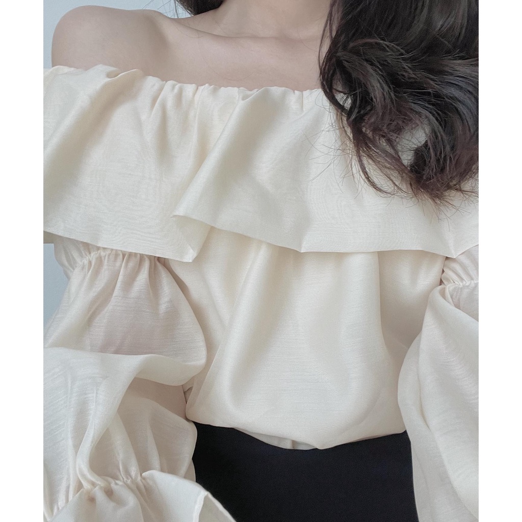 (ảnh thật) Audrey Set áo tơ trễ vai chân váy 4 khuy 793 | BigBuy360 - bigbuy360.vn