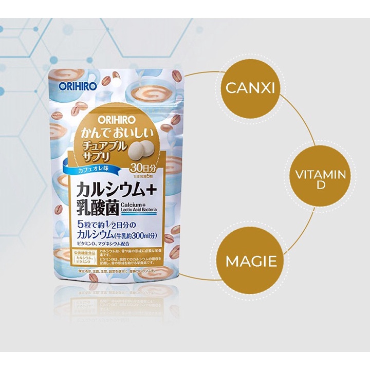 Viên Nhai Bổ Sung Canxi Và Lợi Khuẩn Orihiro Dạng Túi 150 Viên