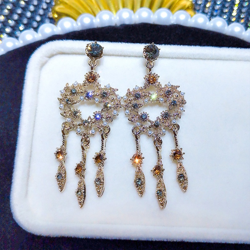 Bông Tai Mạ Bạc 925 Hình Trái Tim Đính Kim Cương