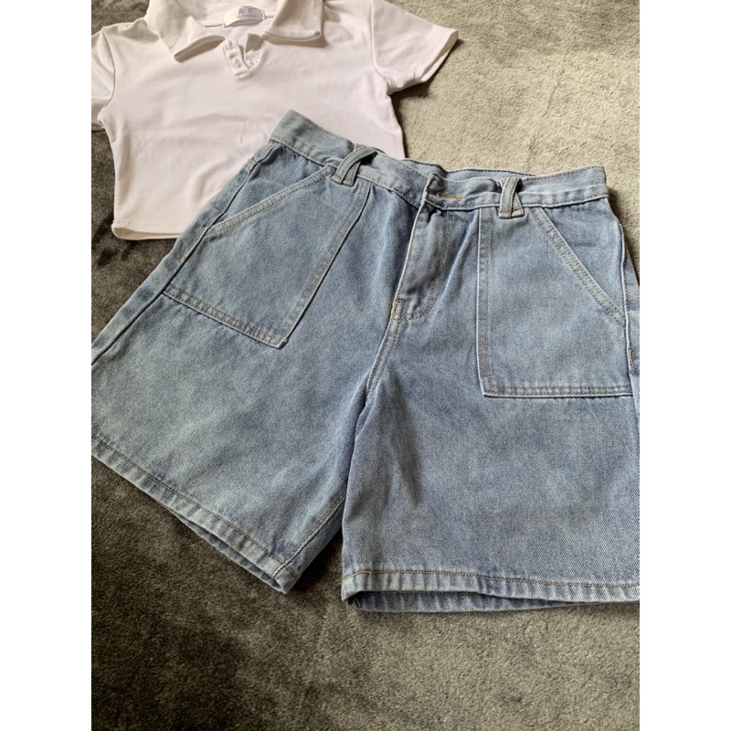 [Mã FAMAYWA giảm 10K đơn 50K] Quần Short Jeans Đai Chéo Túi Vuông, Quần Ngố Jean Lửng Nữ Form Rộng Trơn Basic, Labibi | BigBuy360 - bigbuy360.vn