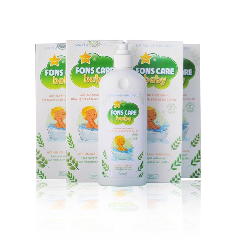 Sữa tắm thảo dược cho bé Fons Care Baby tắm gội cho trẻ sơ sinh sạch hết rôm sảy mẩn ngứa hăm tã Chai 300ml LAFON ST 01