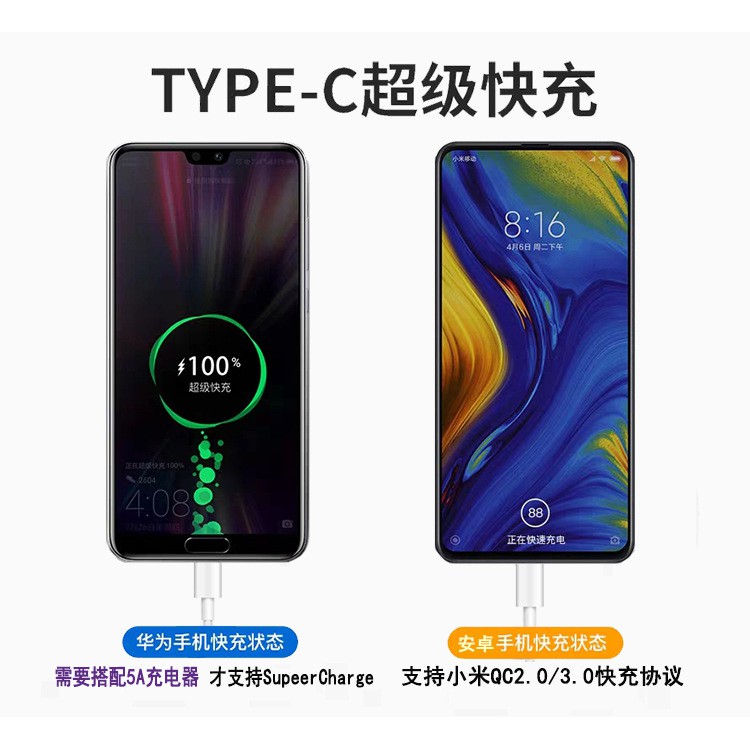 Dây Cáp Sạc Nhanh 5a Loại C Cho Huawei Mate20 / 10p30