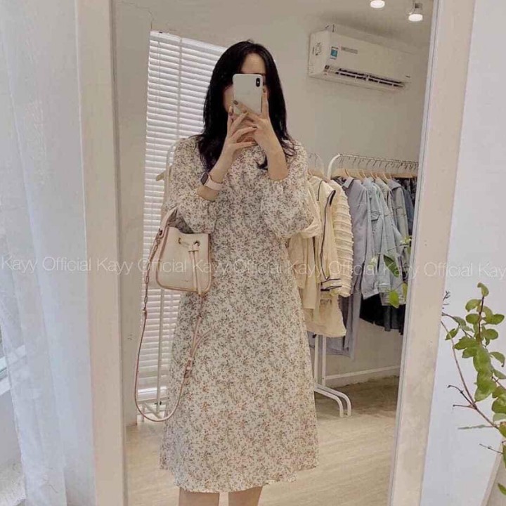 Đầm Dáng Xòe Hoa Cỏ Vintage Dài Tay Dáng Xòe - V.032 | BigBuy360 - bigbuy360.vn