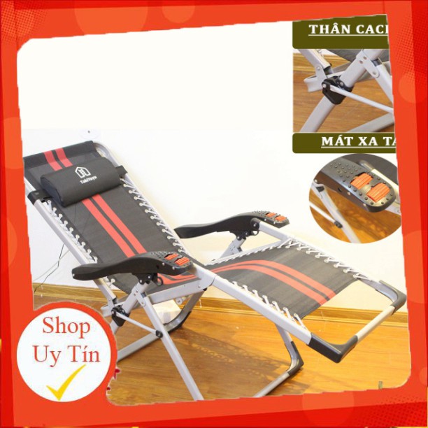 Ghế xếp ngủ thư giãn văn phòng gia đình Ghế gấp khung hợp kim cao cấp không gỉ vải bố thay đổi kích thước nằm