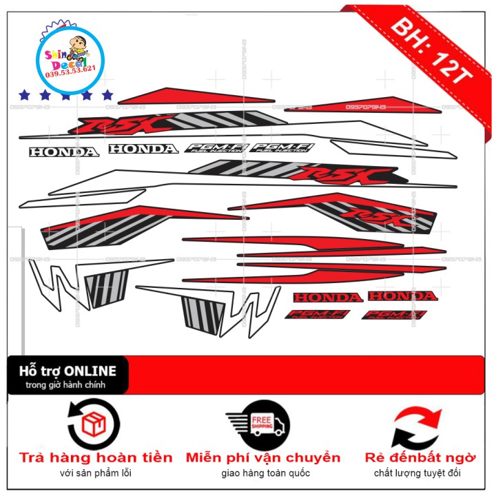 Tem xe wave RSX 2020 đỏ đen