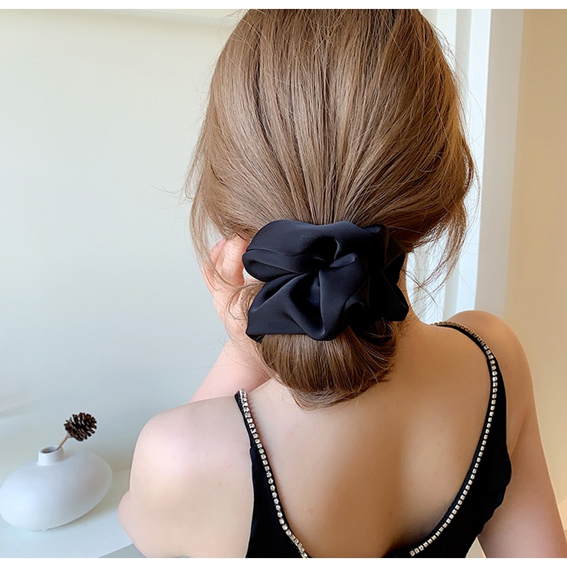 Lớn thanh lịch mềm mại satin scrunchies dây buộc tóc cao su đàn hồi phụ kiện giữ tóc đuôi ngựa cho các cô gái đáng yêu